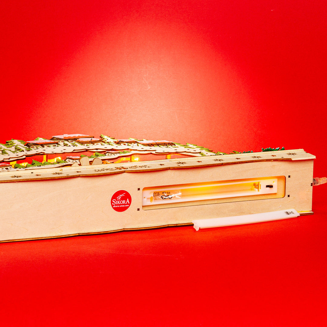 SIKORA LB91 großer Holz LED Schwibbogen WINTERDORF inklusive Trafo