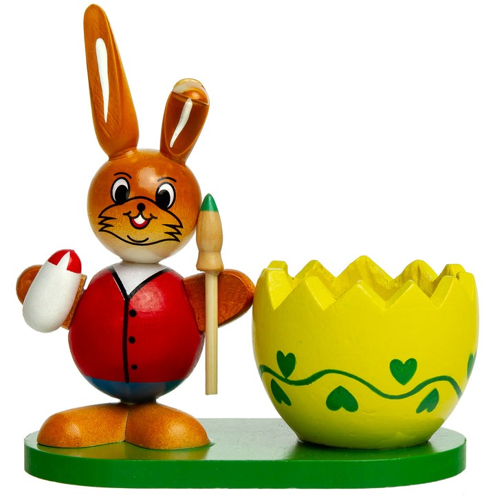 SIKORA OD08 Osterdeko Holz Eierbecher mit Osterhasen Figuren im 2er Set