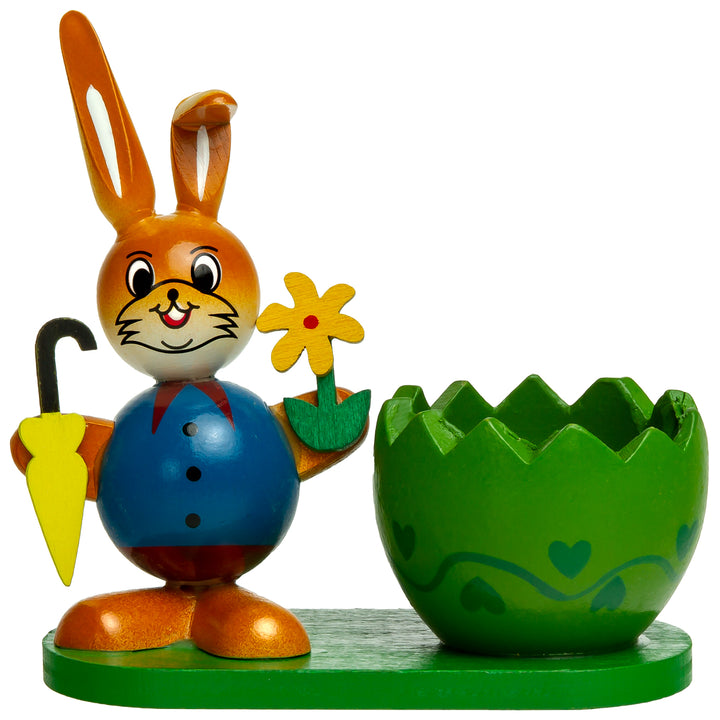 SIKORA OD08 Osterdeko Holz Eierbecher mit Osterhasen Figuren im 2er Set