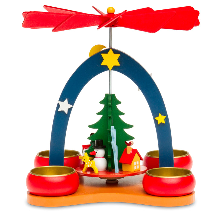 SIKORA P26 kleine bunte Teelicht Holz Weihnachtspyramide H:19cm