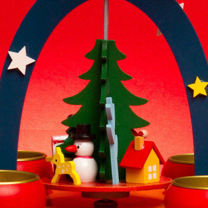 SIKORA P26 kleine bunte Teelicht Holz Weihnachtspyramide H:19cm