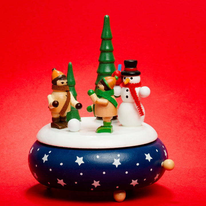 SIKORA SD04 Spieldose Weihnachtsdeko Spieluhr Deko für Weihnachten aus Holz mit Schneemann Musik O Tannenbaum