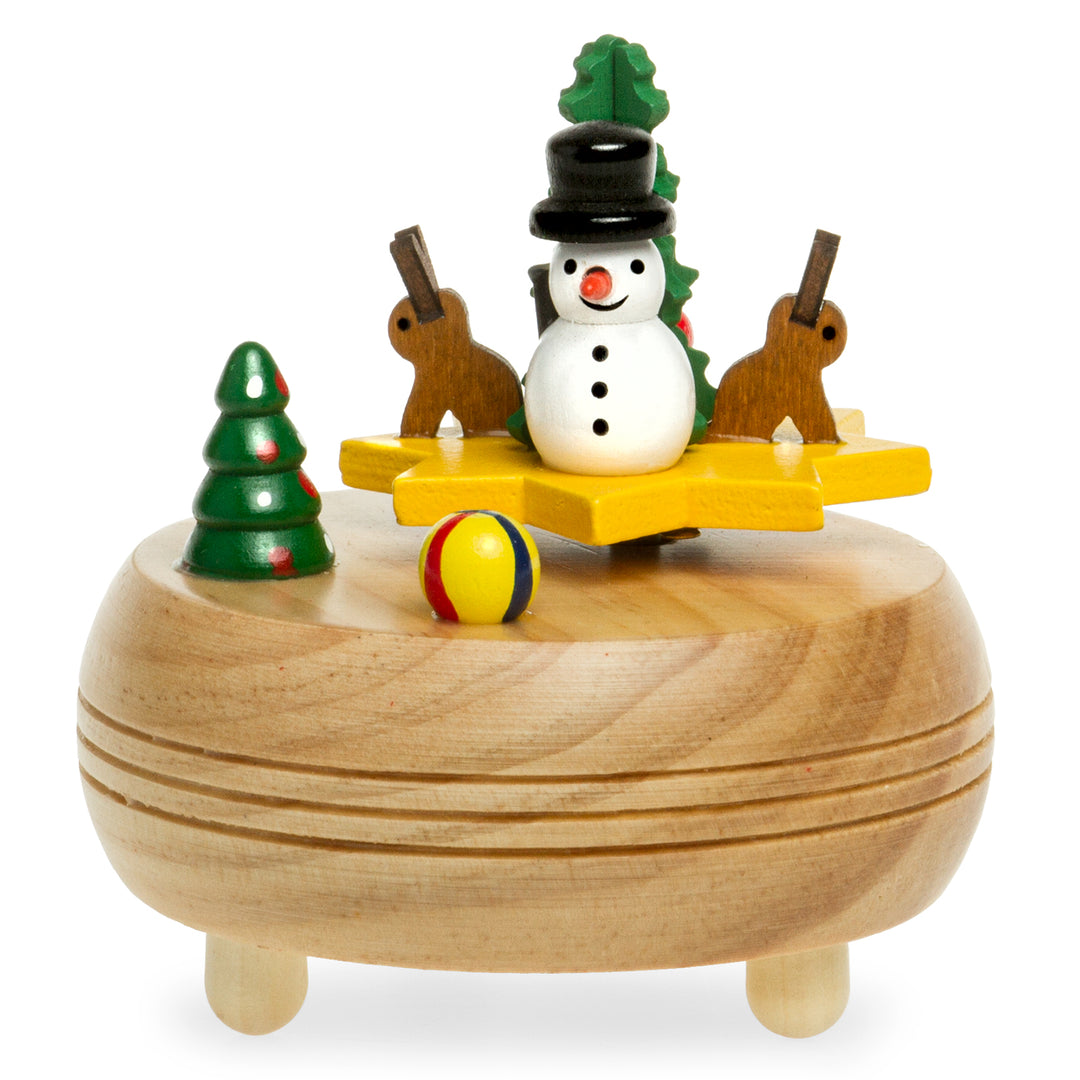SIKORA SD06 kleine Spieldose Spieluhr für Weihnachten aus Holz mit Figuren Musik O Tannenbaum