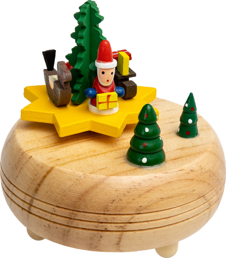SIKORA SD06 kleine Spieldose Spieluhr für Weihnachten aus Holz mit Figuren Musik O Tannenbaum