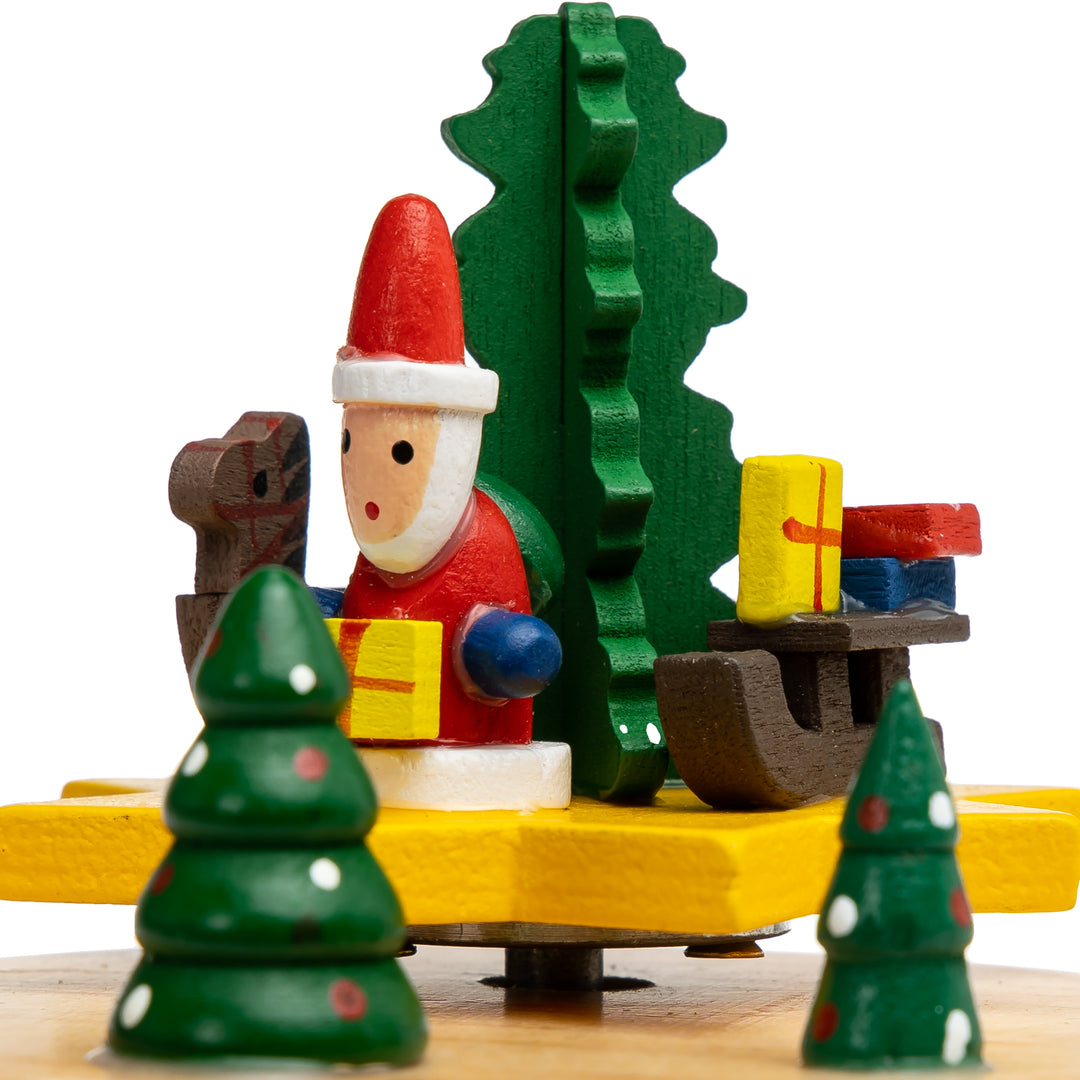 SIKORA SD06 kleine Spieldose Spieluhr für Weihnachten aus Holz mit Figuren Musik O Tannenbaum
