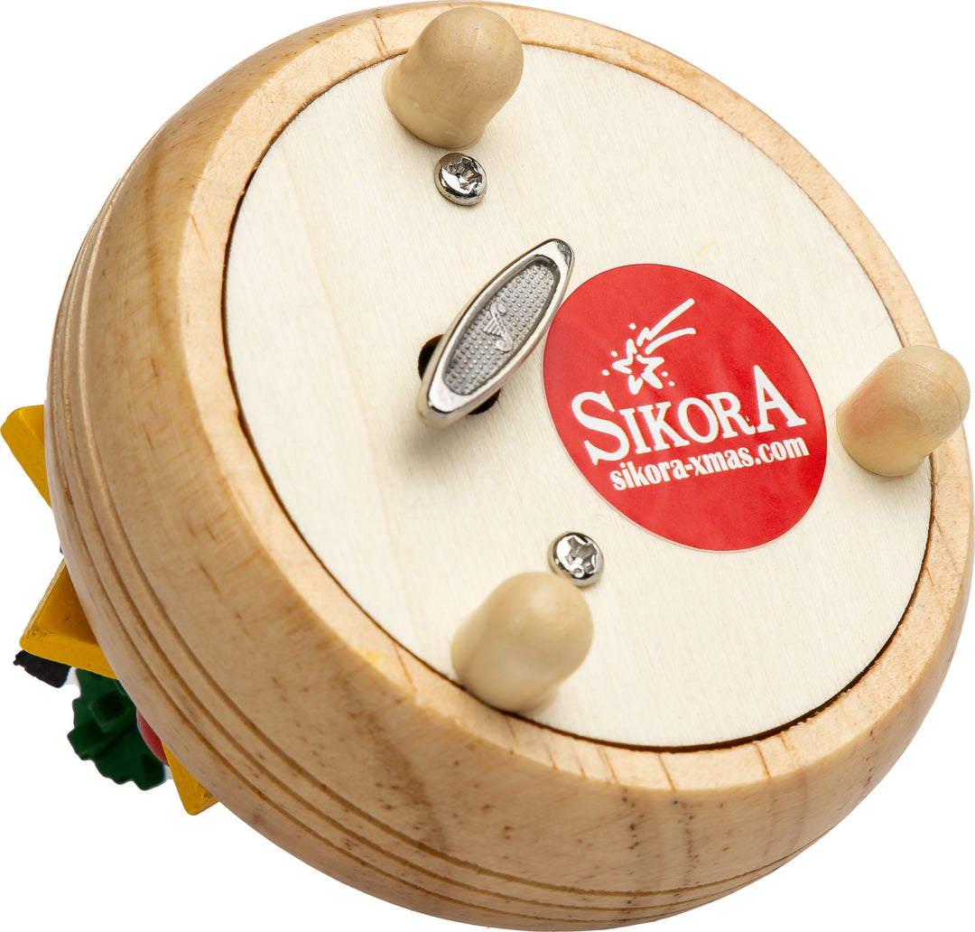 SIKORA SD06 kleine Spieldose Spieluhr für Weihnachten aus Holz mit Figuren Musik O Tannenbaum