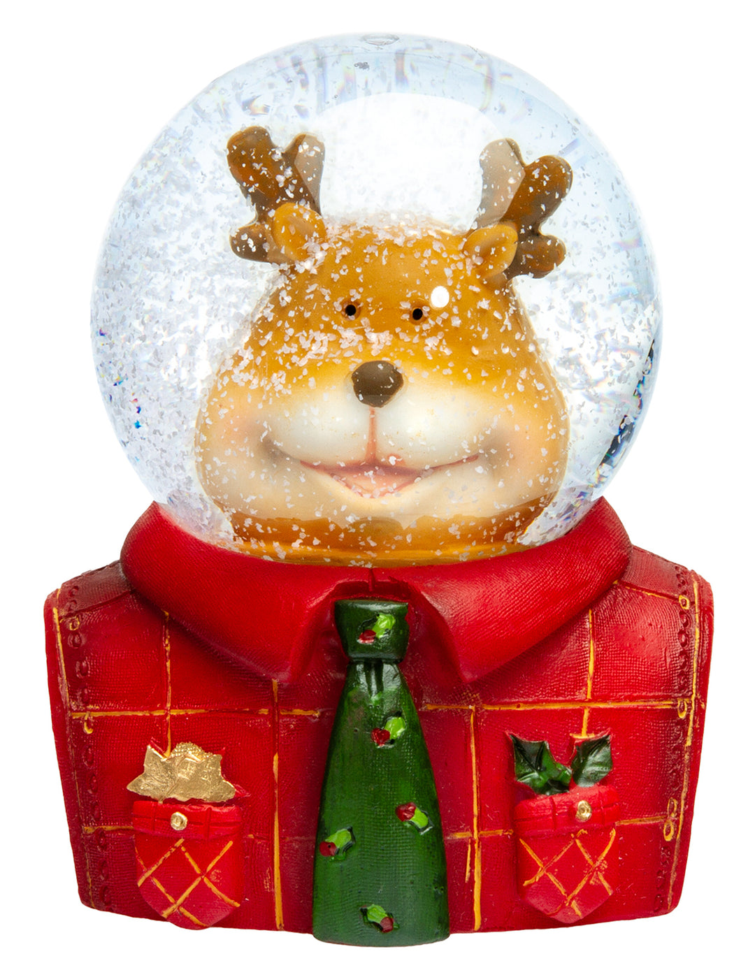 SIKORA SK15 Mittelgroße Glas Deko Schneekugel Elch mit Krawatte D:55mm