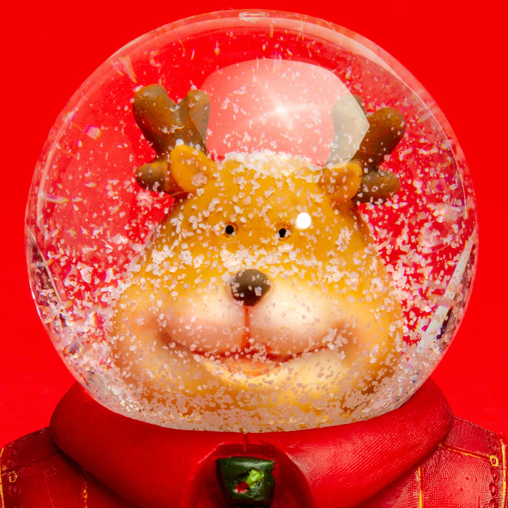SIKORA SK15 Mittelgroße Glas Deko Schneekugel Elch mit Krawatte D:55mm