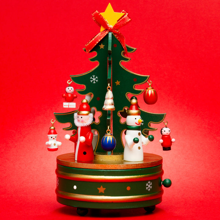 SIKORA SD03 Spieldose Spieluhr für Weihnachten aus Holz mit Tannenbaum Musik Stille Nacht