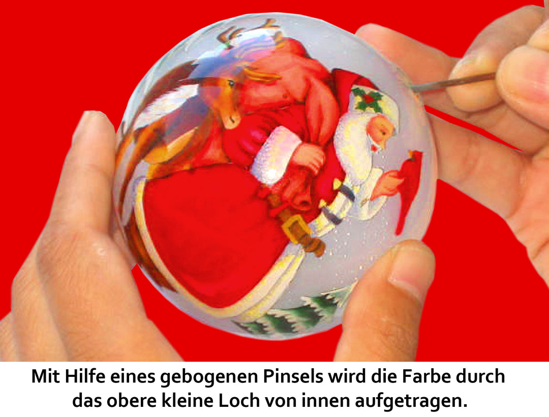 SIKORA INNENGLASMALEREI Weihnachtskugel Glaskugel Motiv ENGEL MIT NOTENBLATT - D:7,5cm