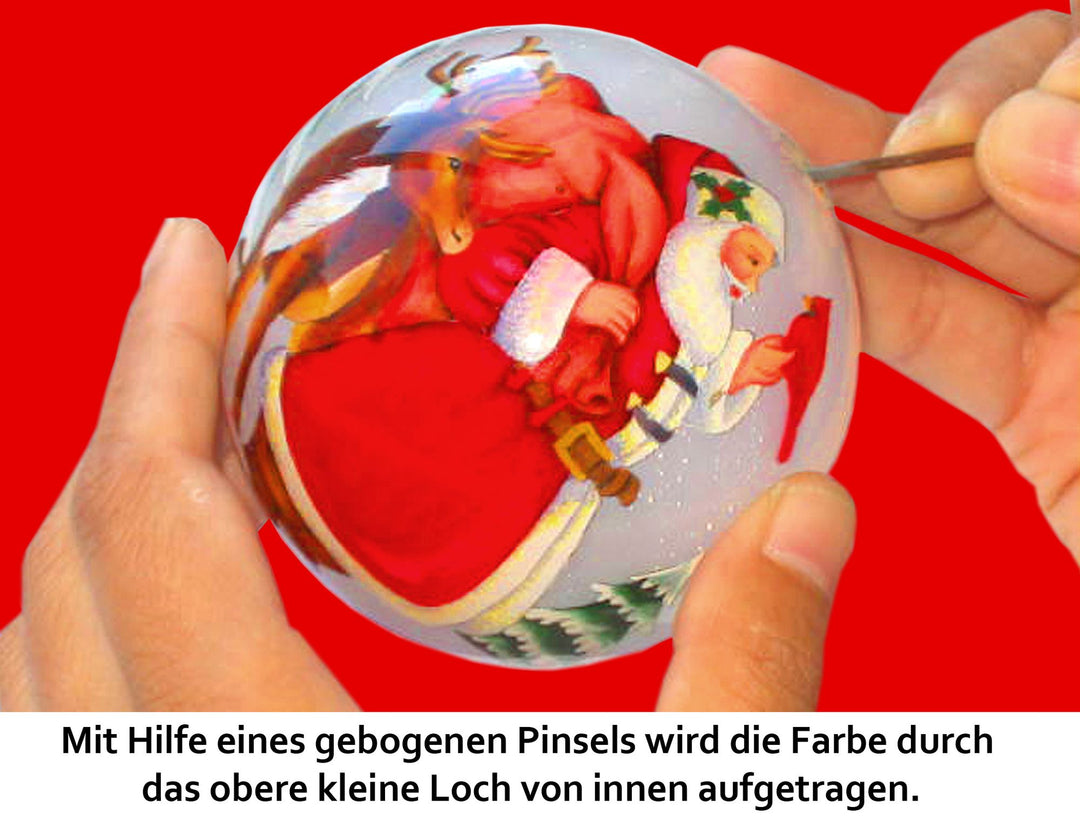 SIKORA Weihnachtsmänner Weihnachtskugel Innenglasmalerei besonderer Christbaumschmuck Ornament von innen handbemalt D: 10 cm - K10-85